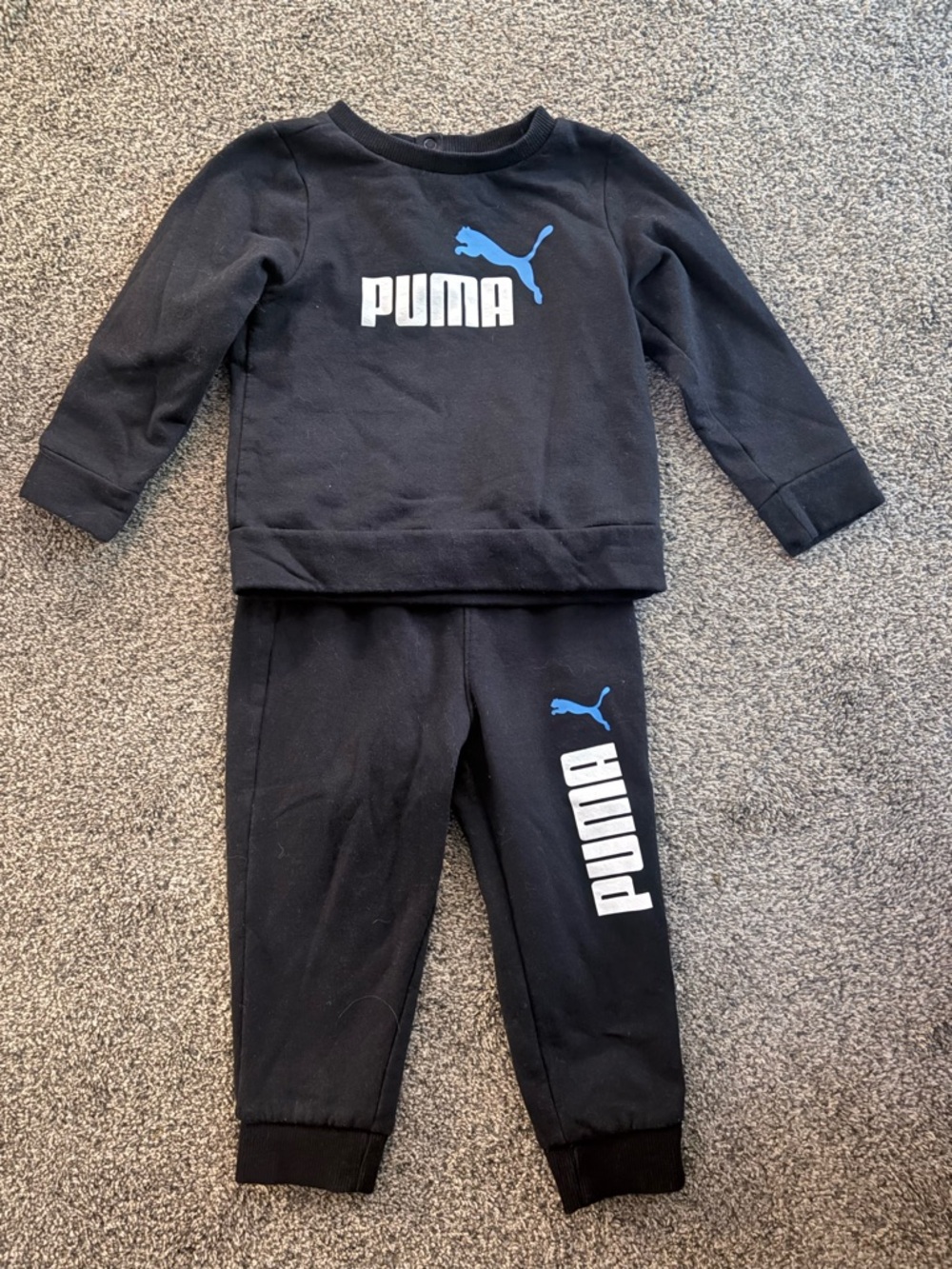 Puma Black Infant Snap-Shoulder Bodysuit with White Logo